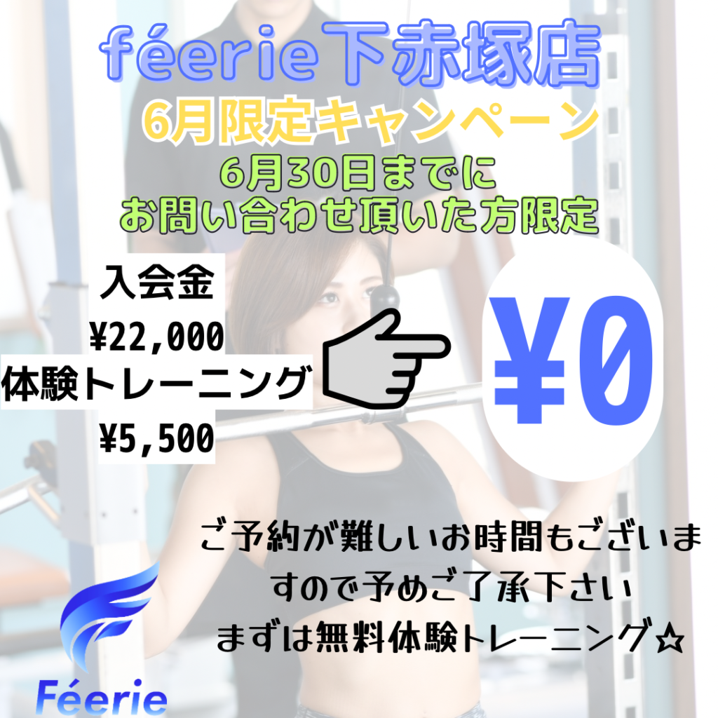 下赤塚のパーソナルジムféerie(フェリ)下赤塚店のキャンペーン